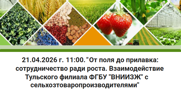 21 апреля 2026 года состоится обсуждение вопросов сельхозпроизводителей Тульской области: «От поля до прилавка: сотрудничество ради роста. Взаимодействие Тульского филиала ФГБУ «ВНИИЗЖ» с сельхозтоваропроизводителями»