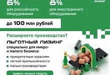 Льготный лизинг оборудования для малого бизнеса