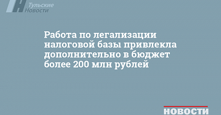 За 2021 год легализация налоговой базы привлекла дополнительно в бюджет более 125 млн рублей